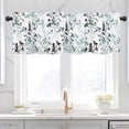 thumbnail image 2 of Watercolor Teal Green Black Floral Kitchen Curtains Valances for Windows Farmhouse Leaf Flowers Rod Pocket Small Valance Window Treatments Half Short Curtain 45x18 Inch for Bathroom Living Room Decor, 2 of 7