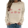 thumbnail image 5 of Turilly Women's Fashionable Loose Casual Christmas Wine Glass Printed Hotfix Rhinestone Long Sleeved Sweatshirt Top, 5 of 5