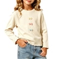 thumbnail image 4 of FAIWAD Girls Ribbed Knit Shirts Cute Long Sleeve Crew Neck Bow Tops Fall Casual Daily Clothes, 4 of 7