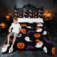 thumbnail image 2 of Homewish Halloween Witch Spooky Animal Full Size Comforter Sets, Pumpkin Lantern Ghost Bedding Comforter Set, Black Orange Purple White, Black Reversible, 3-Piece 1 Comforter and 2 Pillowcases, 2 of 6