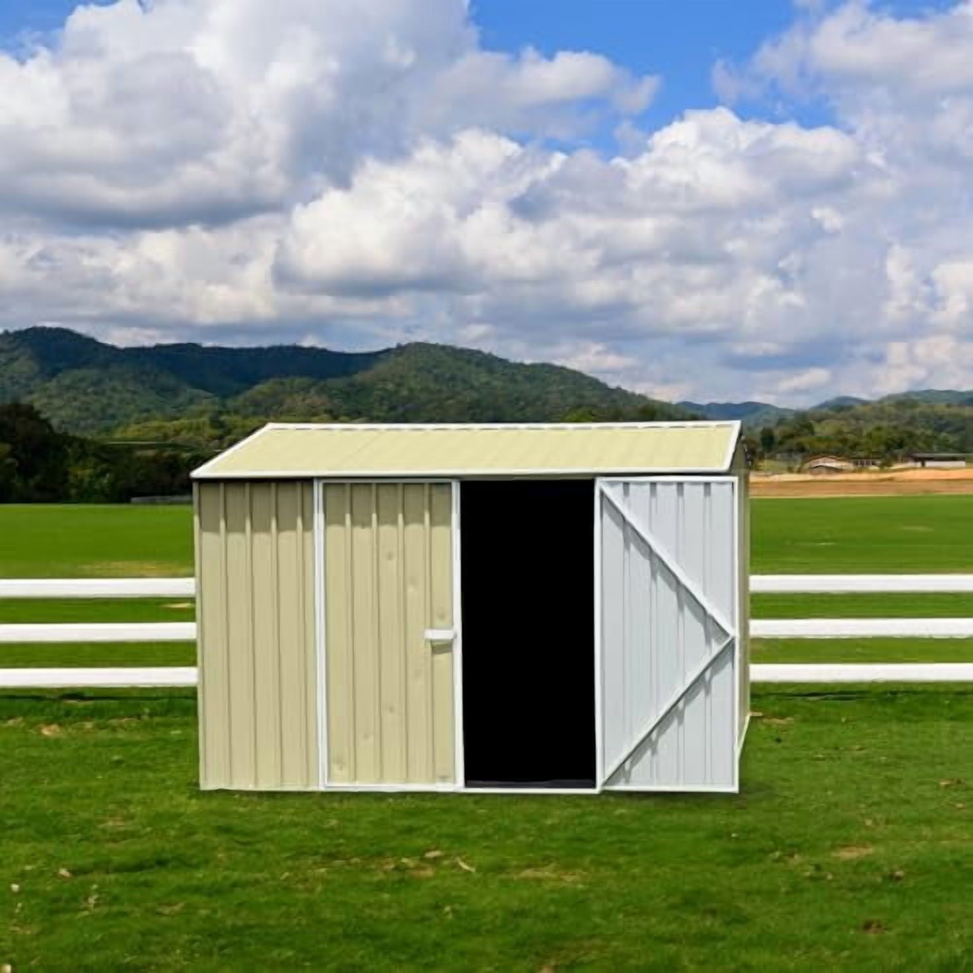 Absco AB1008 10 x 10 ft. Premier Metal Storage Shed, Classic Cream