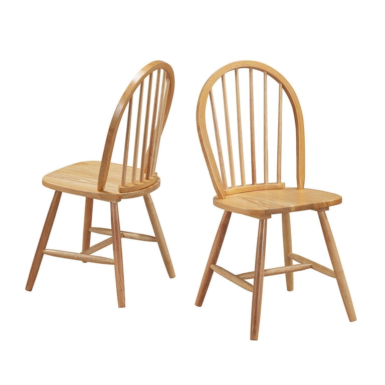 Costway Set of 2 Windsor Side Chairs, Spindleback, Natural