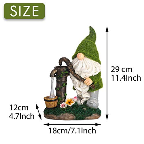 TERESA'S COLLECTIONS Flocked Garden Gnome Statue Large Outdoor Gnome with Solar 