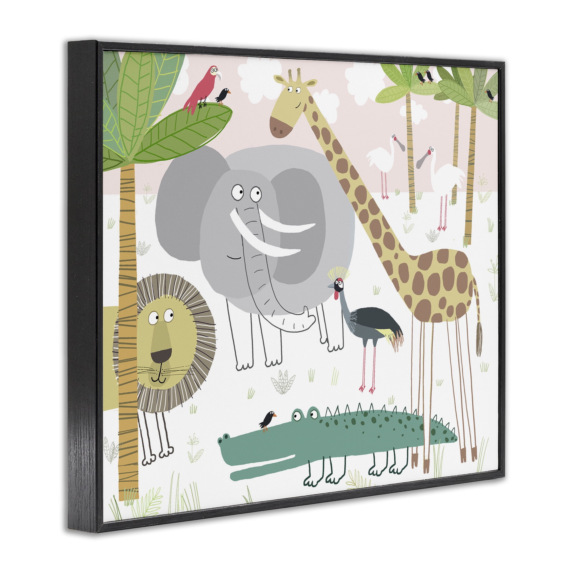 Stupell Industries Safari Animals Out and About Black Framed Giclee Art, design by Carla Daly