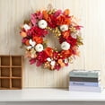 thumbnail image 4 of Artificial Fall Wreath for Front Door, Autumn Wreath with Pumpkins Berries and Flowers, Mixed Leaves Wreath for Farmhouse Indoor Outdoor Window Wall Door Decor, 4 of 5