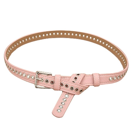 Stylish All-match Thin Waist Belt with Hollow-out Pin Buckle for Jeans Trousers