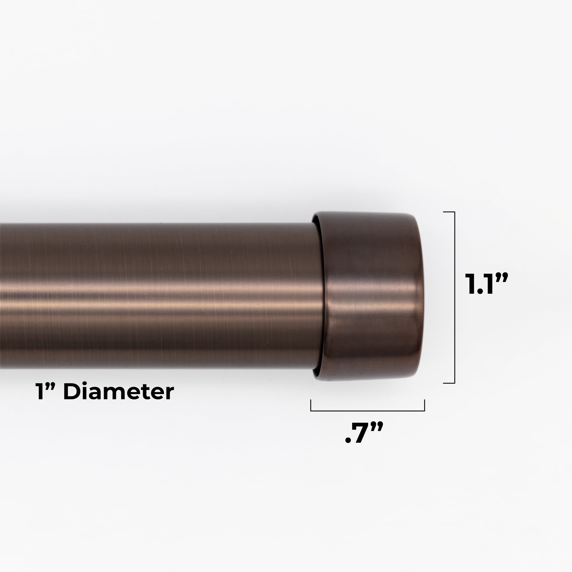 Better Homes & Gardens 1" Plated Oil Rubbed Bronze Cap Adjustable Single Curtain Rod Set, 36"-66"