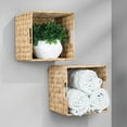 thumbnail image 5 of ZXNYH Natural Woven Hyacinth Cube Bin Basket Organizer with Handles, Storage for Bedroom, Home Office, Bathroom, Shelf and Cubby Organization, Hold Blankets, Magazines, Books, 4 Pack, Natural/Tan, 5 of 9