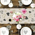 thumbnail image 4 of Valentine's Day Table Runner White Love Heart Seasonal Holiday Kitchen Dining Tabletop Runners for Indoor Home Party Wedding Anniversary 70.87×12.99inch, 4 of 6