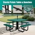 thumbnail image 6 of AwayHome 46" Outdoor Expanded Metal Square Picnic Table with 4 Benches & Umbrella Hole,Patio Table Set in All-Weather,Durable and dirt resistant,Green, 6 of 7