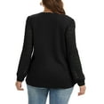 thumbnail image 3 of Daystry Womens Plus Size Long Sleeve Lace Tops Waffle Knit V-Neck Business Casual Loose Blouses Tee, 3 of 8