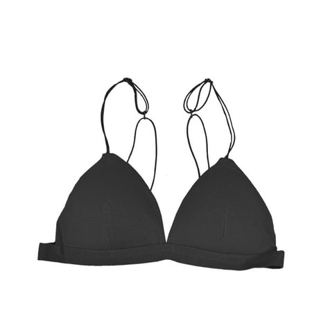 

Triangle Cups Bralette V Neck Wireless Bras Simple Padded Everyday Bra for WomenBlack M