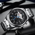 thumbnail image 3 of CURREN Casual Chronograph Black Watches Men Quartz Wristwatch Stainless Steel Band Clock Luminous Hands, 3 of 6