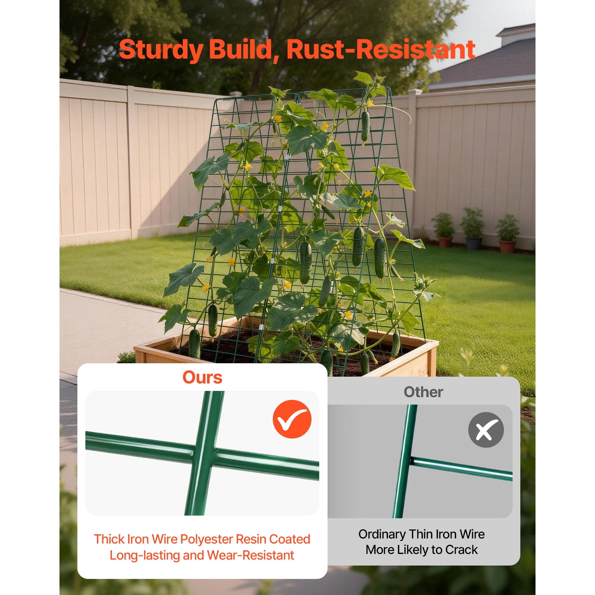 KFFKFF Cucumber Trellis 4 Pack, A-Frame Garden Supports for Raised Beds, Durable Metal Coated Plant Frames for Vines, Climbing Vegetables, Peas, Beans, Zucchini, Tomatoes (46.06 x 16.93 in x 4PCS)