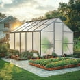 thumbnail image 4 of WUKHG 8x10FT Outdoor Greenhouse with Thermometer Hygrometer, Heavy-Duty Walk-in Greenhouse for Garden with Reinforced Aluminum Frame, All-Weather Greenhouse with UV-Resistant Polycarbonate Panels, 4 of 12