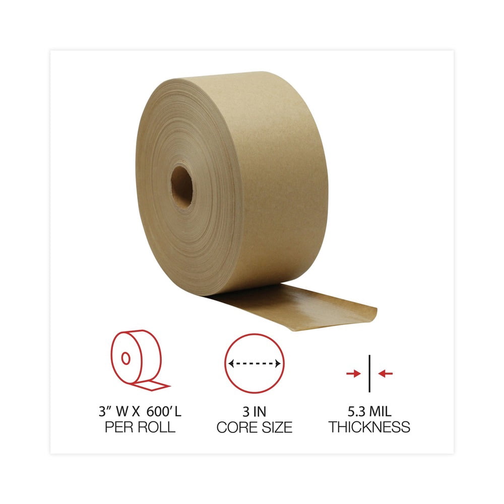General Supply Gummed Kraft Sealing Tape, 3" Core, 3" x 600 ft, Brown, 10/Carton -UNV2800