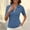 Blue, variant on Summer Tops For Women Sevevn Women's Solid Color Turndown Collar Zipper Short-Sleeved Blouse