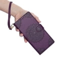 thumbnail image 7 of Leather Case For Motorola Moto G Play 2024 6.5",Embossed Totem Wallet With Card Holder,Wristband, Shockproof Kickstand Magnetic Cover,Purple,For Moto G Play 2024, 7 of 7