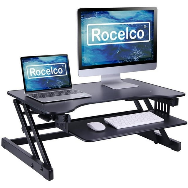Pemberly Row Convertisseur de Bureau Debout Réglable en Hauteur 32 Pouces Noir