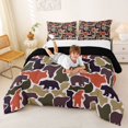 thumbnail image 3 of Castle Fairy Rustic Camo Bear Queen Comforter Set 3 Pieces,Mixed Bear Silhouette Comforter Sets Queen,Rust Red Taupe Cream,Black Reversible,1 Comforter and 2 Pillowcases, 3 of 6