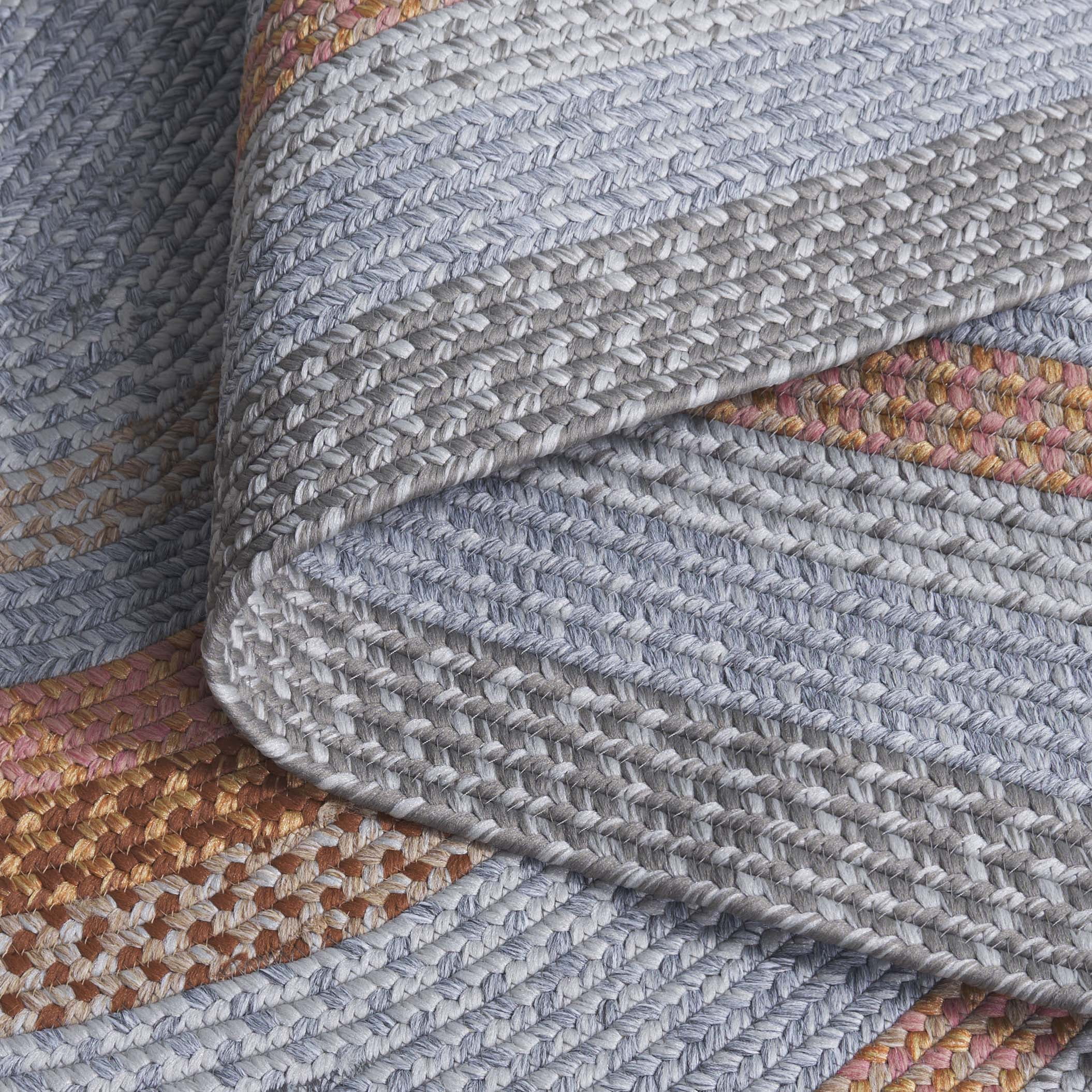 SAFAVIEH Braided Marco Bordered Machine Washable Reversible Area Rug, Grey/Rust, 3' x 5' Oval