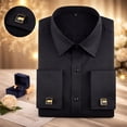 thumbnail image 3 of TANSILING Men's French Cuff Shirt Formal Pleated Long Sleeve Dress Shirt with Cufflinks, 3 of 7