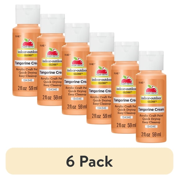 (6 pack) Apple Barrel Acrylic Craft Paint, Gloss Finish, Tangerine Cream, 2 fl oz