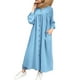 thumbnail image 1 of Vestido largo con cuello en V y botones para mujer: color liso, manga larga, poliéster, informal/de noche, S-XXL, 1 of 5