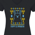 thumbnail image 4 of Inktastic Hannukkah Happy Llamakkah with Menorah Women's V-Neck T-Shirt, 4 of 5