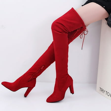 

YOTAMI Boots for Women 2022 Women s Fall and Winter Zipper Sexy Pointed Elasticity Solid Color Shoes Boots Wine