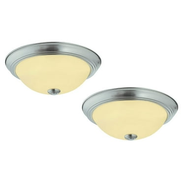 Design House 579169 Hays Integrated LED 11 Inch Indoor 2-Pack Ceiling Light with Frosted Glass for Bedroom Hallway Kitchen Bathroom, Satin Nickel