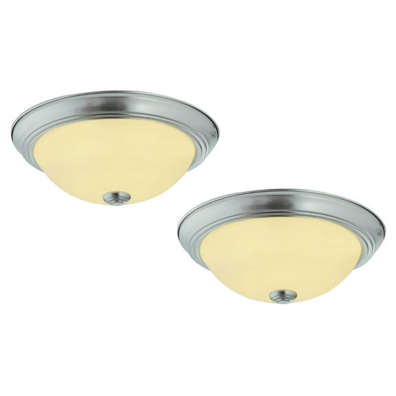 Design House Hays 2-Pack 11" Integrated LED Indoor Flush Mount Ceiling Light with Frosted Glass Shade, Satin Nickel
