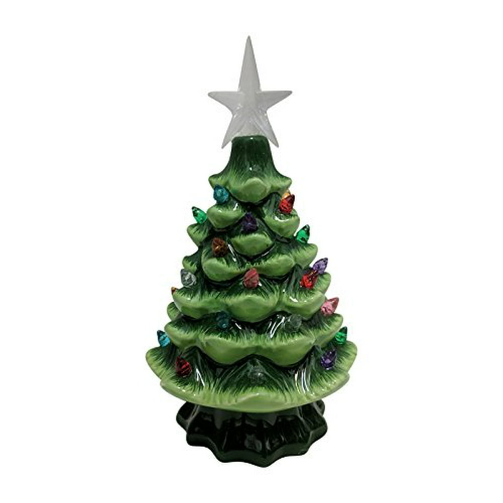 Lighted Tabletop Ceramic Tree with LED Bulb (Small 7")