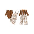 thumbnail image 2 of RUINIXCW Baby Girl Outfit, Long Sleeve Romper with Floral Overall Pants Fall Outfit Clothing Set, 2 of 9