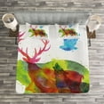 thumbnail image 3 of Ambesonne Animal Quilted Bedspread Set 3 Pcs, Alaska Animals Bear Wolf, Queen Size, Multicolor, 3 of 3