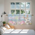 thumbnail image 3 of Light Blue Easter Tier Curtains 24 Inch Length, Spring Easter Bunny Eggs Floral Wooden Cafe Short Curtains for Bathroom Over Sink, Small Kitchen Curtain Light Filtering Drapes 2 Panels 27.5"Wx24"L, 3 of 8