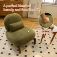 thumbnail image 4 of CQSXDA Velvet Accent Chair with Solid Wood Legs for Bedroom and Living Room, Armless Reading Chair, Green, 4 of 14
