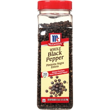 McCormick All Natural Kosher Whole Black Pepper, 17.5 oz Bottle