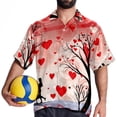 thumbnail image 4 of Valentine's Day Love Men's Short Sleeve Printed Button Down Beach Shirt Casual Summer Unisex Tops with Spread Collar, 4 of 6
