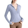 thumbnail image 3 of Feancey Womens UPF 50+ Sun Protection Jacket Lightweight Zip Up Hiking Hoodie Outdoor Running Athletic Jackets with Thumb Holes Blue L, 3 of 4