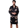 thumbnail image 2 of Men's Silk Printed Bathrobes Long Sleeve Satin Kimono Robe, 2 of 5