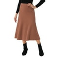 thumbnail image 4 of INSPIRE CHIC Women's Ribbed Knit A-Line Skirts Elastic High Waist Stretchy Sweater Midi Skirt M Caramel, 4 of 6