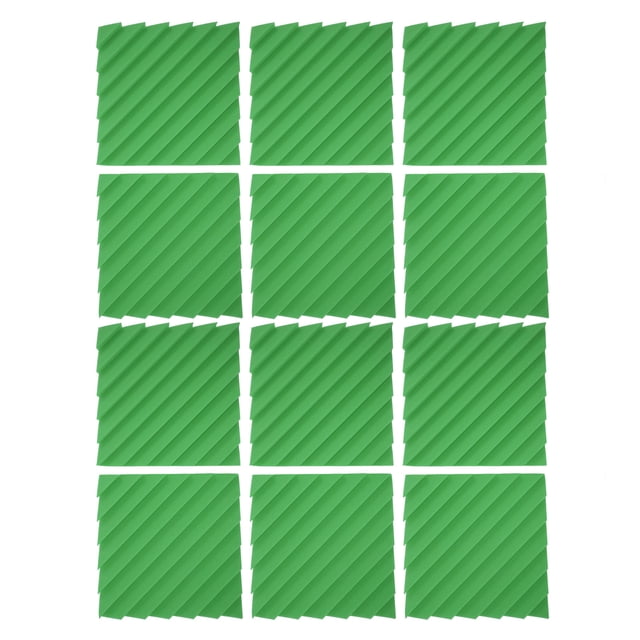 Soundproofing Studio Foam, Acoustic Panel Cotton Easy Installation 12PCS For Concert Hall Green