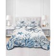 thumbnail image 2 of Quilts Twin Size Bedding Set, Blue Coastal Octopus Lightweight Quilted Comforter, Summer Ocean Sea Coral Shells Soft Reversible Bedspread Coverlet with Pillow Covers for All Season, 68" x 86", 2 of 7