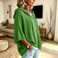 thumbnail image 5 of WULMLEO Women's Oversized Hooded Poncho Sweater 3/4 Batwing Sleeve Knitted Sweater Green M, 5 of 6