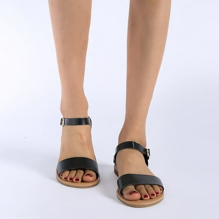 

Summer Women s Ladies Roma Flat Solid Peep Toe Sandals Casual Shoes