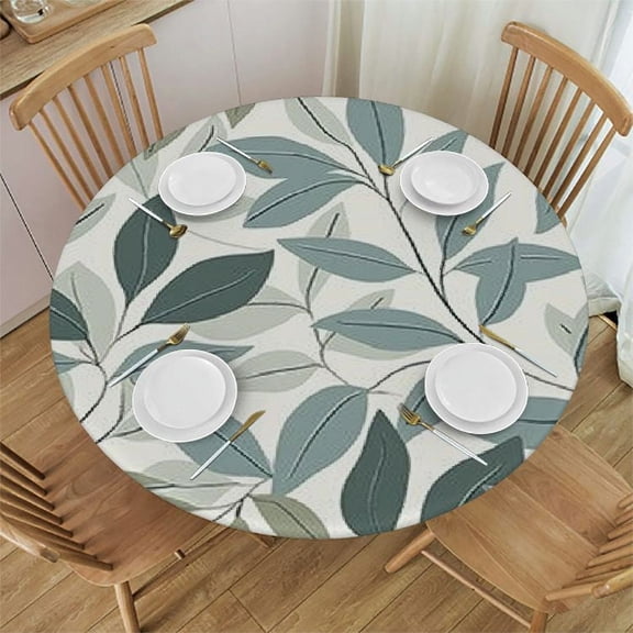 BANET Round Fitted Tablecloth with Elastic Round Outdoor Tablecloths Fitted Table Covers for Round Tables Waterproof Reusable Vinyl Table Cloth for Indoor and Outdoor 31"-35