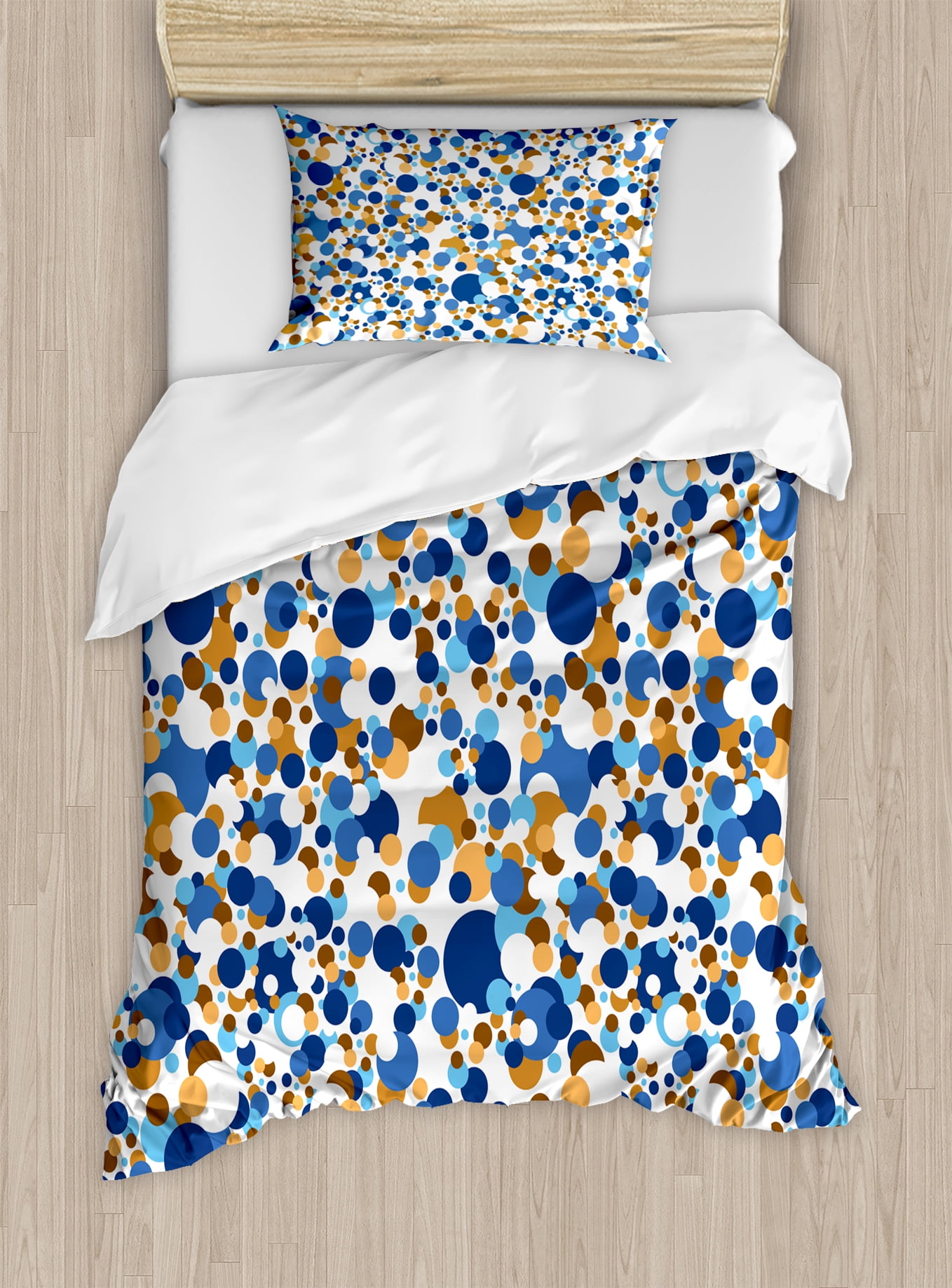 Confetti Duvet Cover Set Abstract Circle Round In Color Bubble Confetti Duvet Cover Set Abstract Circle Round In Color Bubble Retro Celebration Design Decorative Bedding With Pillow Shams Navy Sky Blue Apricot