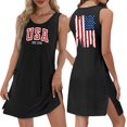 thumbnail image 2 of 4th of July Dress for Women: American Flag Tank Dresses Star Striped Splicing Loose V Neck Sundresses Black L, 2 of 8