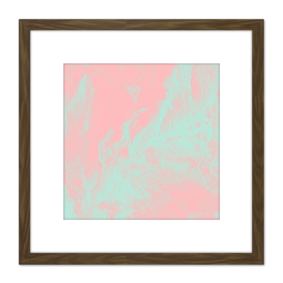 Pink Blue Subtle Smoke Swirls 8X8 Inch Square Wooden Framed Wall Art Print Picture with Mount